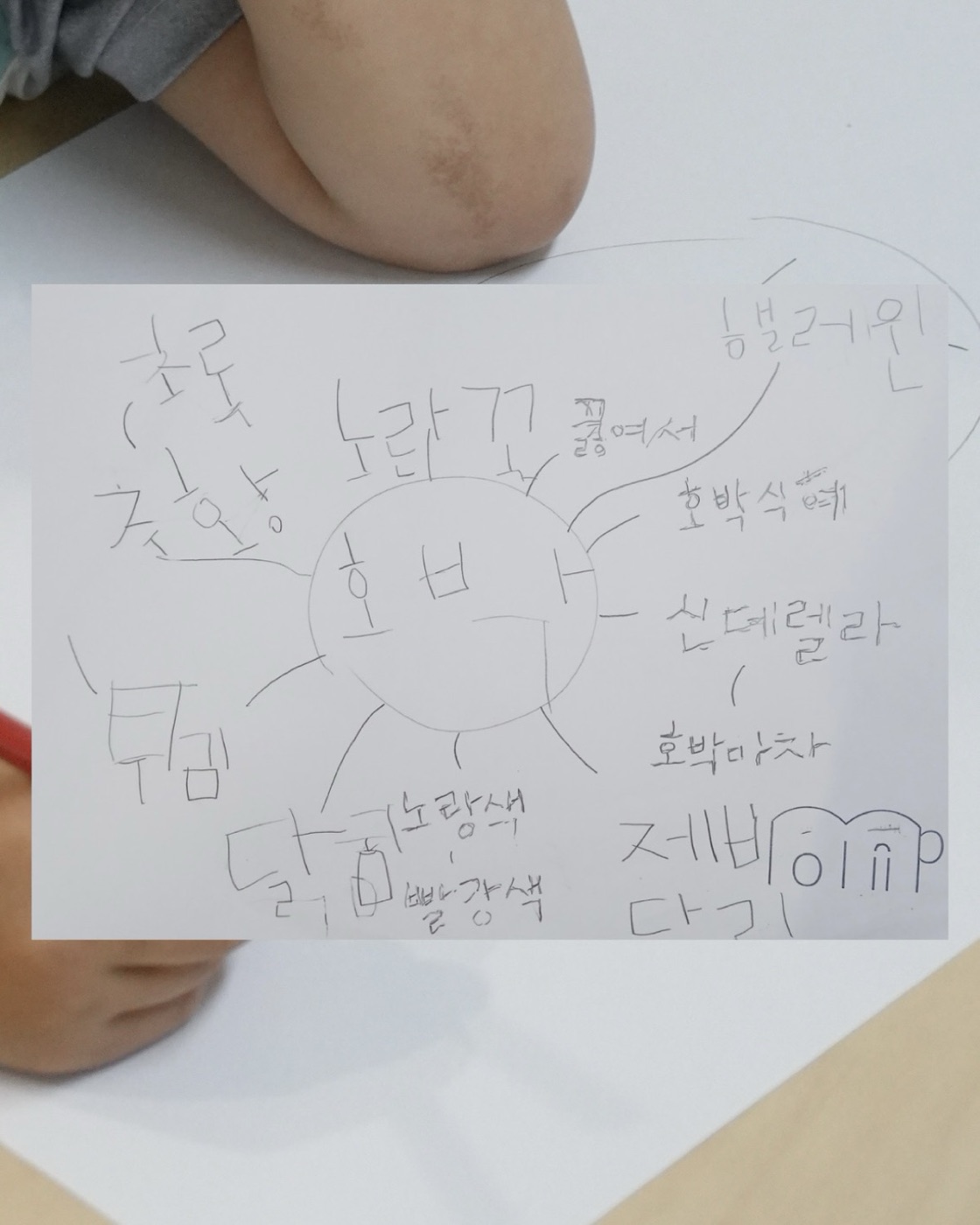 '호박'을 가운데 두고 생각을 뻗어 나간 몰입지도